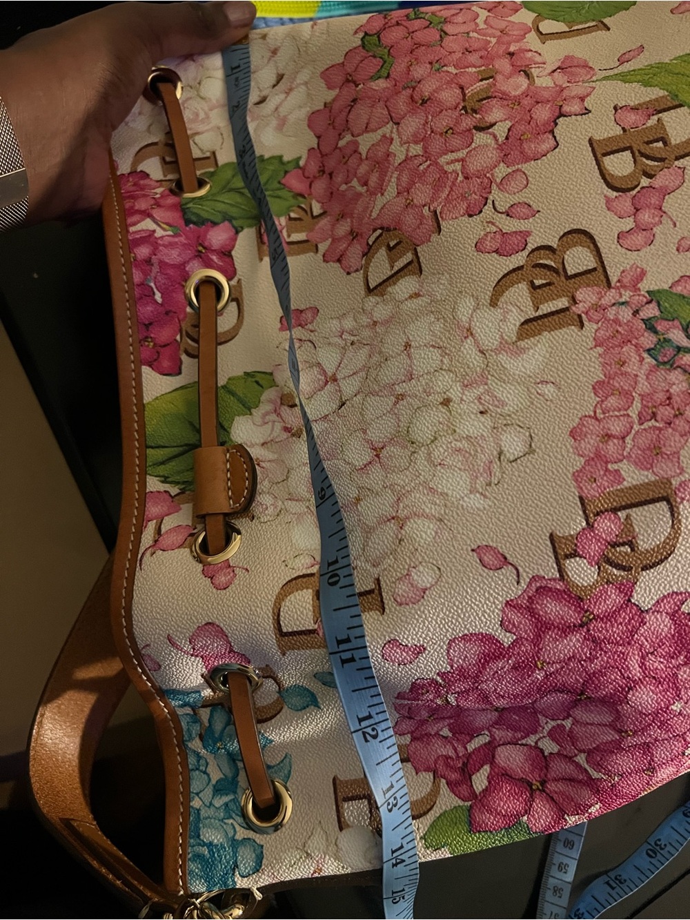 Dooney & Bourke Hydrangea Monogram Drawstring Handbag - Picture 16 of 17